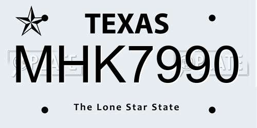 MHK7990 Texas License Plate