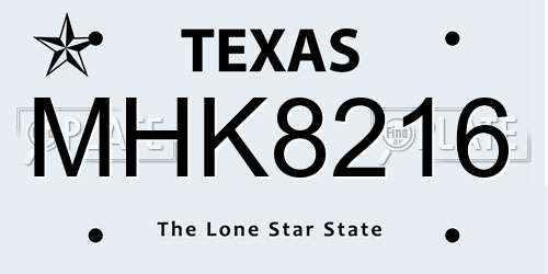 MHK8216 Texas License Plate