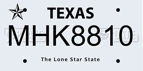 MHK8810 Texas License Plate