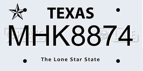 MHK8874 Texas License Plate