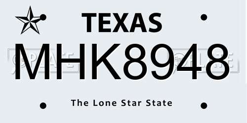 MHK8948 Texas License Plate