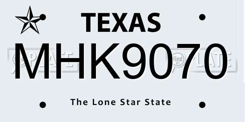 MHK9070 Texas License Plate