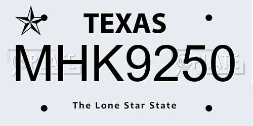 MHK9250 Texas License Plate