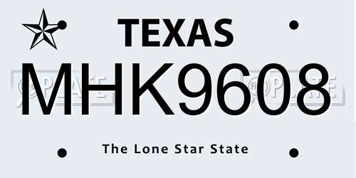 MHK9608 Texas License Plate