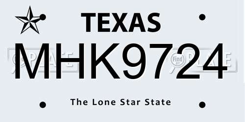 MHK9724 Texas License Plate