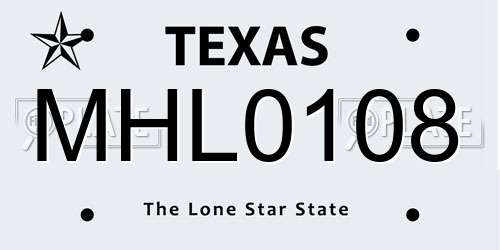 MHL0108 Texas License Plate