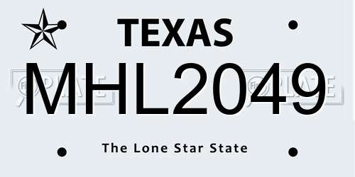 MHL2049 Texas License Plate