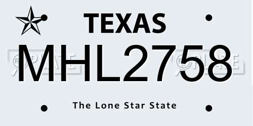 MHL2758 Texas License Plate
