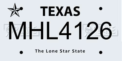 MHL4126 Texas License Plate