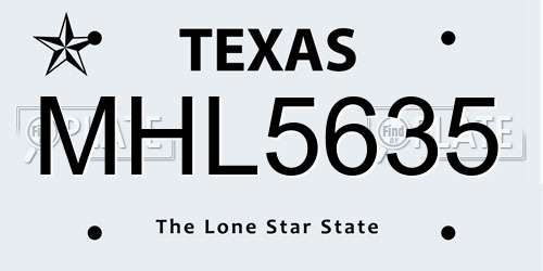 MHL5635 Texas License Plate