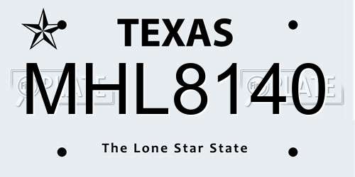 MHL8140 Texas License Plate