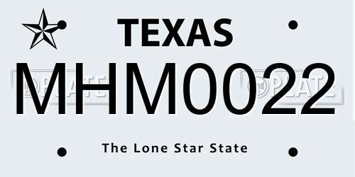 MHM0022 Texas License Plate