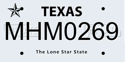 MHM0269 Texas License Plate