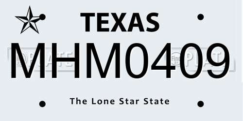 MHM0409 Texas License Plate