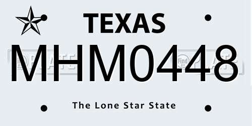 MHM0448 Texas License Plate