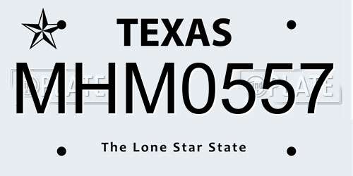 MHM0557 Texas License Plate