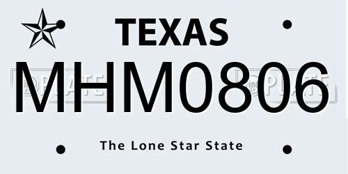 MHM0806 Texas License Plate
