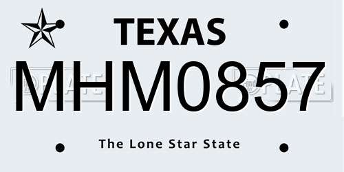 MHM0857 Texas License Plate