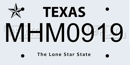 MHM0919 Texas License Plate