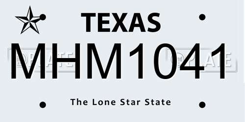 MHM1041 Texas License Plate