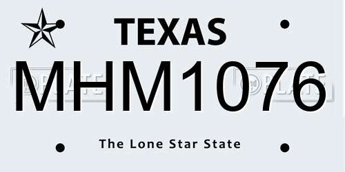 MHM1076 Texas License Plate