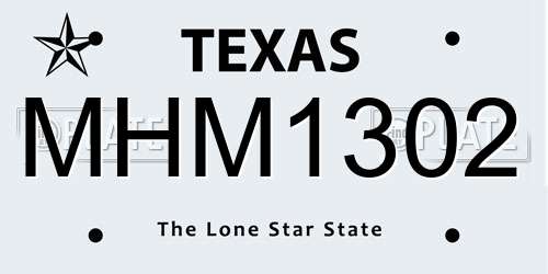 MHM1302 Texas License Plate