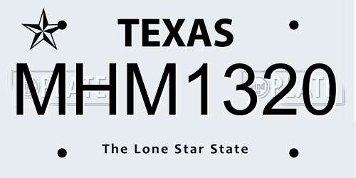 MHM1320 Texas License Plate