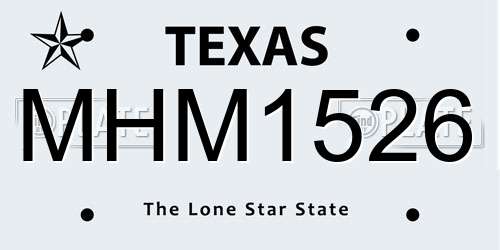 MHM1526 Texas License Plate