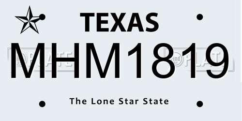 MHM1819 Texas License Plate