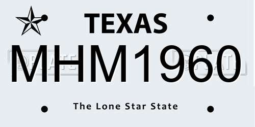 MHM1960 Texas License Plate