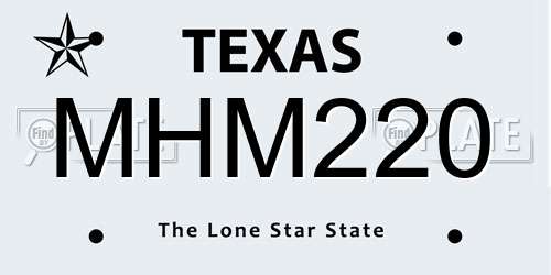 MHM220 Texas License Plate