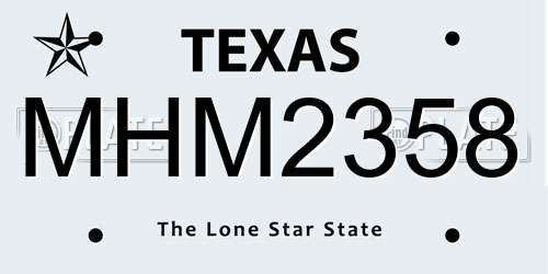 MHM2358 Texas License Plate