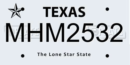 MHM2532 Texas License Plate