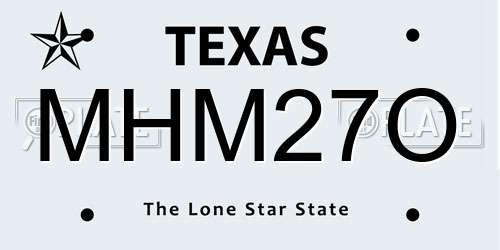 MHM27O Texas License Plate