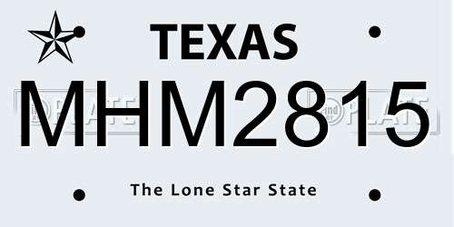 MHM2815 Texas License Plate
