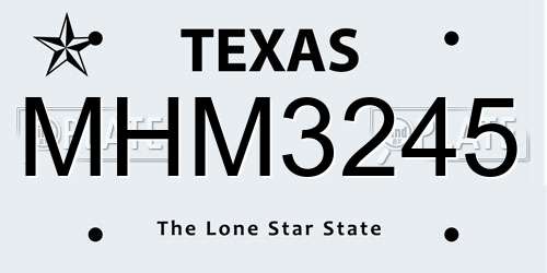 MHM3245 Texas License Plate