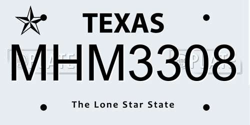 MHM3308 Texas License Plate