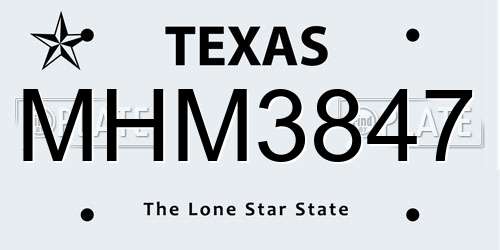MHM3847 Texas License Plate