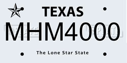 MHM4000 Texas License Plate