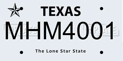 MHM4001 Texas License Plate