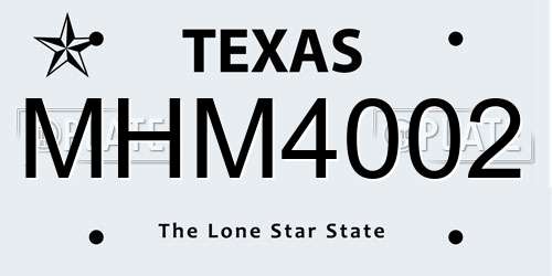 MHM4002 Texas License Plate