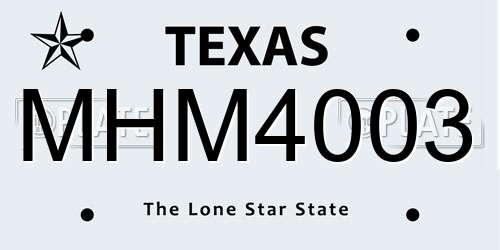 MHM4003 Texas License Plate