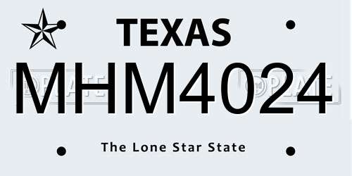MHM4024 Texas License Plate