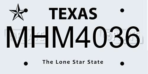 MHM4036 Texas License Plate