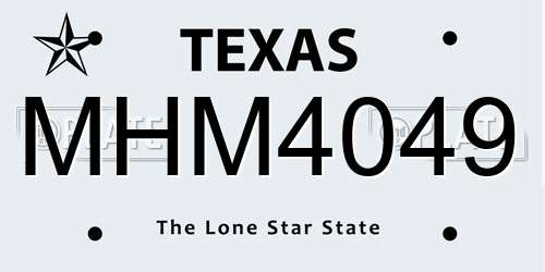 MHM4049 Texas License Plate