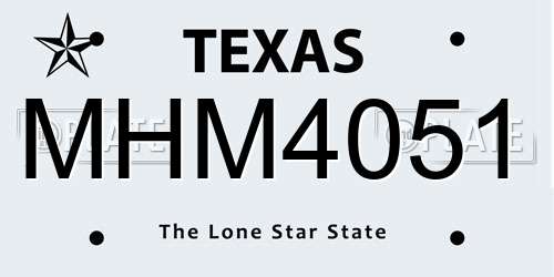 MHM4051 Texas License Plate