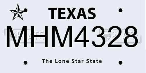 MHM4328 Texas License Plate