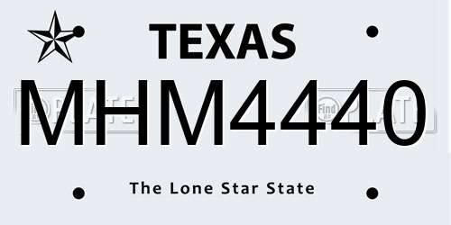 MHM4440 Texas License Plate