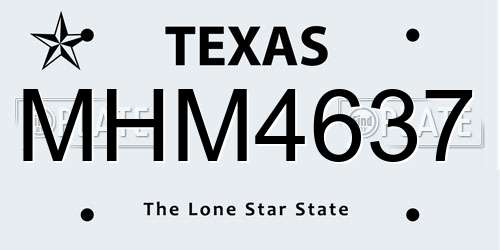 MHM4637 Texas License Plate