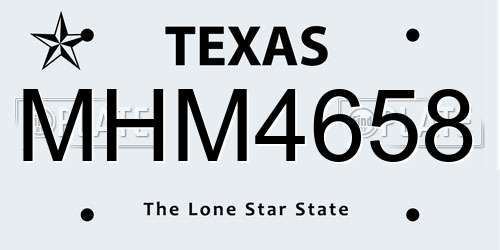 MHM4658 Texas License Plate